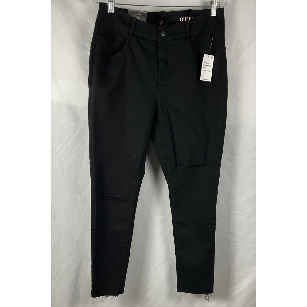 YSJ Queen  Women's Size 16W Black Ankle Skinny‎ 5 Pocket Distressed Stretch NWT